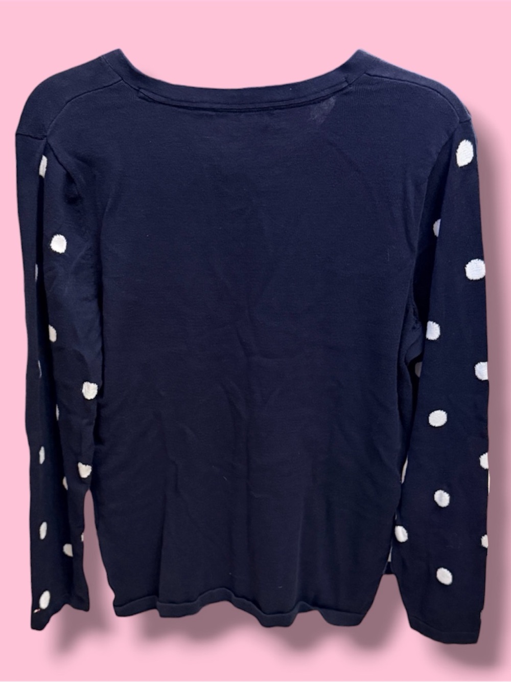 Tommy Hilfiger Navy V-Neck Sweater with White Dot Detail - Picture 2 of 3
